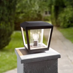 Lucande Dunia sokkellampe, antracit, metal, 24 cm, IP54