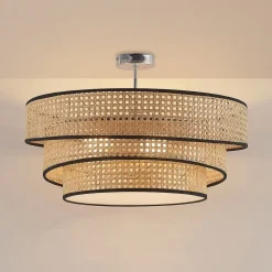 Lucande Elowen loftlampe, Ø 56 cm, rattan, bambus