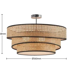 Lucande Elowen loftlampe, Ø 56 cm, rattan, bambus