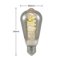 Lucande E27-pære ST64 4W 918 dæmpes titan, 2 stk