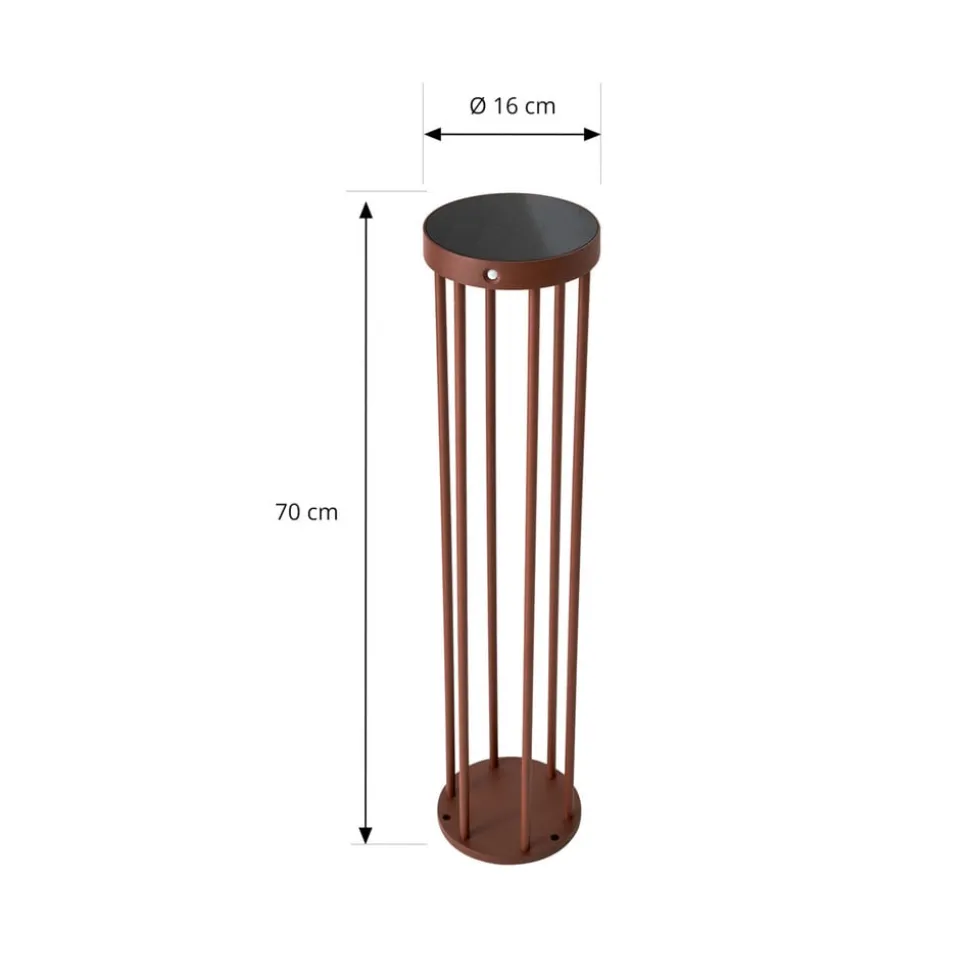 Lucande Evelis LED-vejlampe, rustfarvet, aluminium, sensor