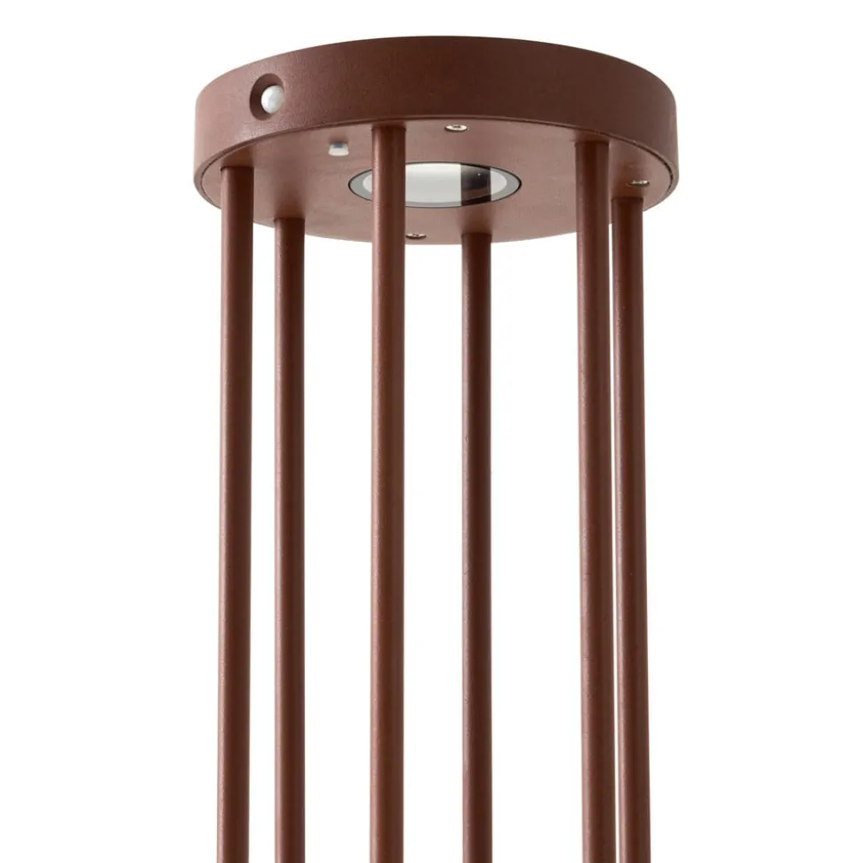 Lucande Evelis LED-vejlampe, rustfarvet, aluminium, sensor