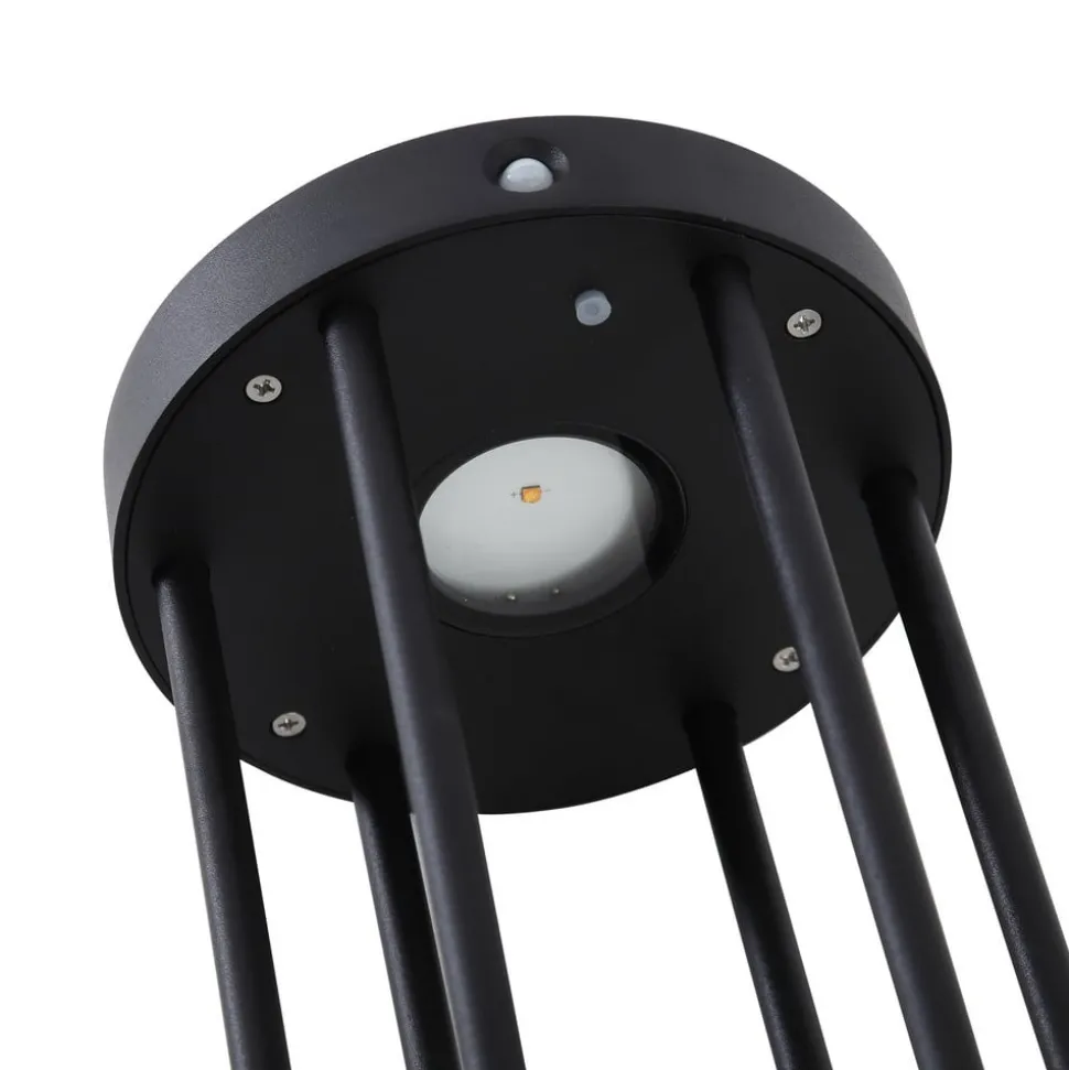 Lucande Evelis LED-vejlampe, sort, aluminium, sensor