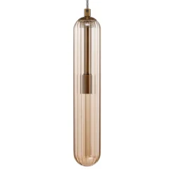 Lucande Freylin pendel, 1-lys, rav, glas, 6 cm