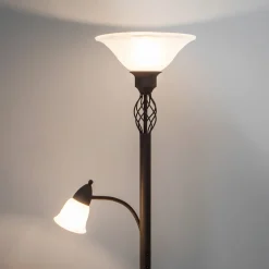 Lucande Gulvlampe Dunja, hvid/rust, metal, læselampe