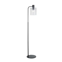 Lucande gulvlampe Eirian, sort, glas, 150 cm høj, E27