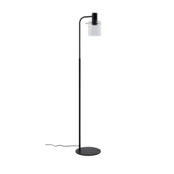 Lucande gulvlampe Eirian, sort, glas, 150 cm høj, E27