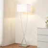 Lucande gulvlampe Evaine, krom/hvid, metal, 157 cm, E27