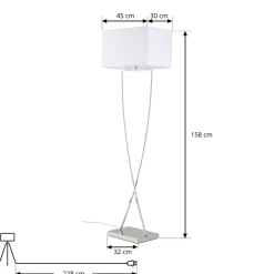 Lucande gulvlampe Evaine, krom/hvid, metal, 157 cm, E27