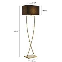 Lucande gulvlampe Evaine, messing/sort, 155 cm, E27