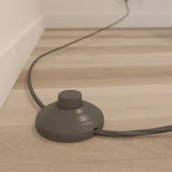 Lucande gulvlampe Jinda, blå, træ, stof, 160 cm, E27