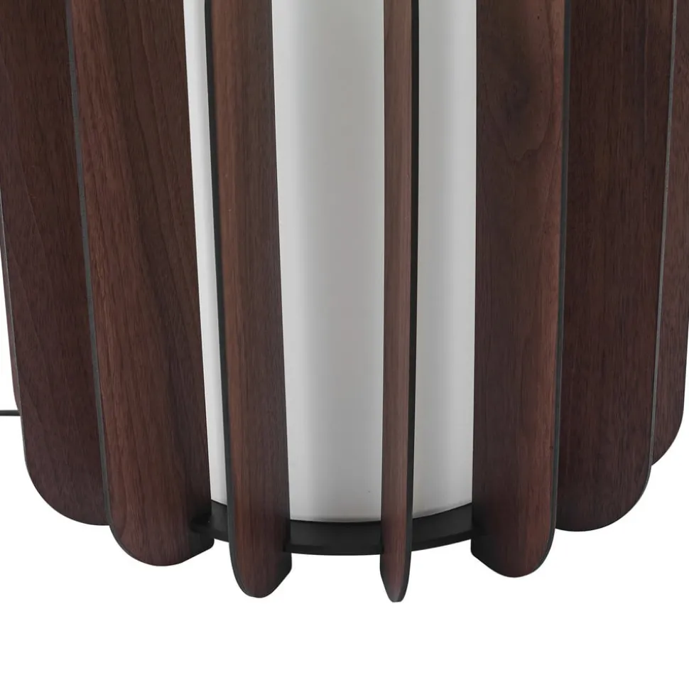 Lucande gulvlampe Juneta, 75 cm, brun, træ, tekstil