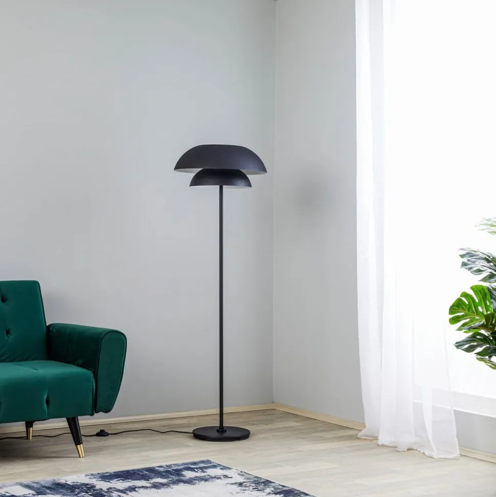 Lucande gulvlampe Kellina, 151 cm, sort, metal, E27