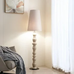 Lucande gulvlampe Lyndorin, beige, keramik, 150 cm
