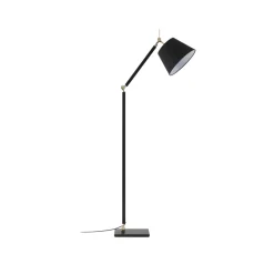 Lucande gulvlampe Marvaine, sort/guldfarvet, justerbar
