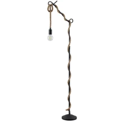 Lucande gulvlampe Ropina, højde 180 cm, sort, hampereb