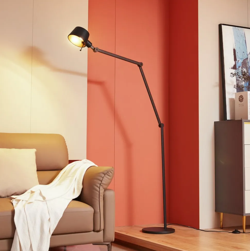 Lucande gulvlampe Silka, højde 216 cm, sort, metal