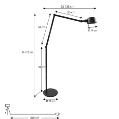 Lucande gulvlampe Silka, højde 216 cm, sort, metal