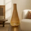 Lucande gulvlampe Takeo, rattan, højde 115 cm, E27