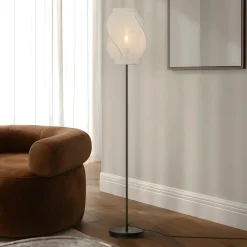 Lucande gulvlampe Tovina, tekstil, hvid, højde 165 cm