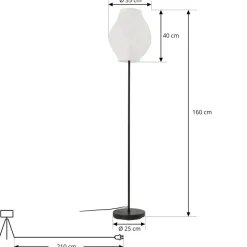 Lucande gulvlampe Tovina, tekstil, hvid, højde 165 cm