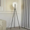 Lucande Helva gulvlampe, 150 cm, hvid/sort, drejelig