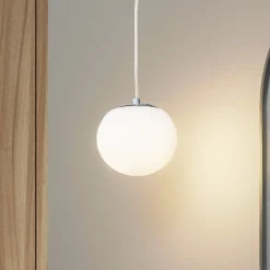 Lucande hængelampe Bidolo, kromfarvet, glas, Ø 15 cm, IP44