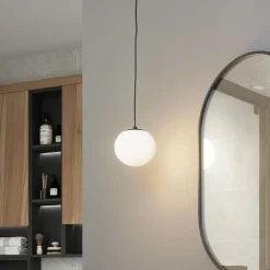 Lucande hængelampe Bidolo, sort, glas, Ø 15 cm, IP44