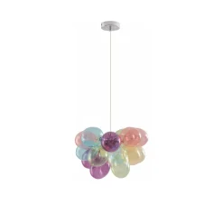 Lucande hængelampe Diborah, Ø 40 cm, farvet, glas, G9