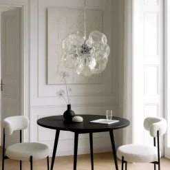 Lucande hængelampe Diborah, klar, Ø 43 cm, glas, G9