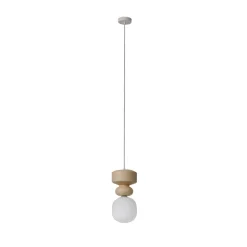 Lucande hængelampe Fidelo, hvid/gul, glas, keramik, 18 cm