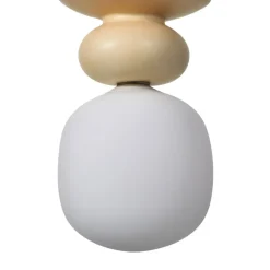 Lucande hængelampe Fidelo, hvid/gul, glas, keramik, 18 cm
