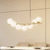 Lucande hængelampe Isandro, 95 cm, guld, hvid, 7 lyskilder, G9