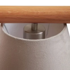 Lucande hængelampe Jinda, grå, træ, stof, 120 cm, E27