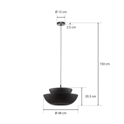 Lucande hængelampe Kellina, Ø 48 cm, sort, metal