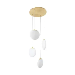 Lucande hængelampe Lunelle, messing, glas, 4 lyskilder, Ø 40 cm