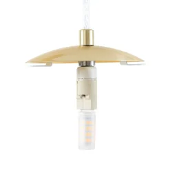 Lucande hængelampe Lunelle, messing, glas, 4 lyskilder, Ø 40 cm