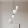 Lucande hængelampe Lunelle, sort, glas, 4 lyskilder, Ø 40 cm