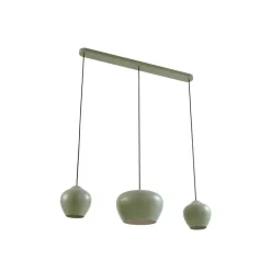 Lucande hængelampe Malisa, grøn, 3 lyskilder, metal, længde 90 cm