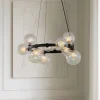 Lucande hængelampe Marvi, Ø 68 cm, sort, glas, metal