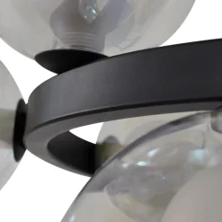Lucande hængelampe Marvi, Ø 68 cm, sort, glas, metal