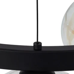 Lucande hængelampe Marvi, Ø 68 cm, sort, glas, metal