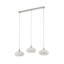 Lucande hængelampe Sharvil, 3 lyskilder, hvid, glas, 97 cm
