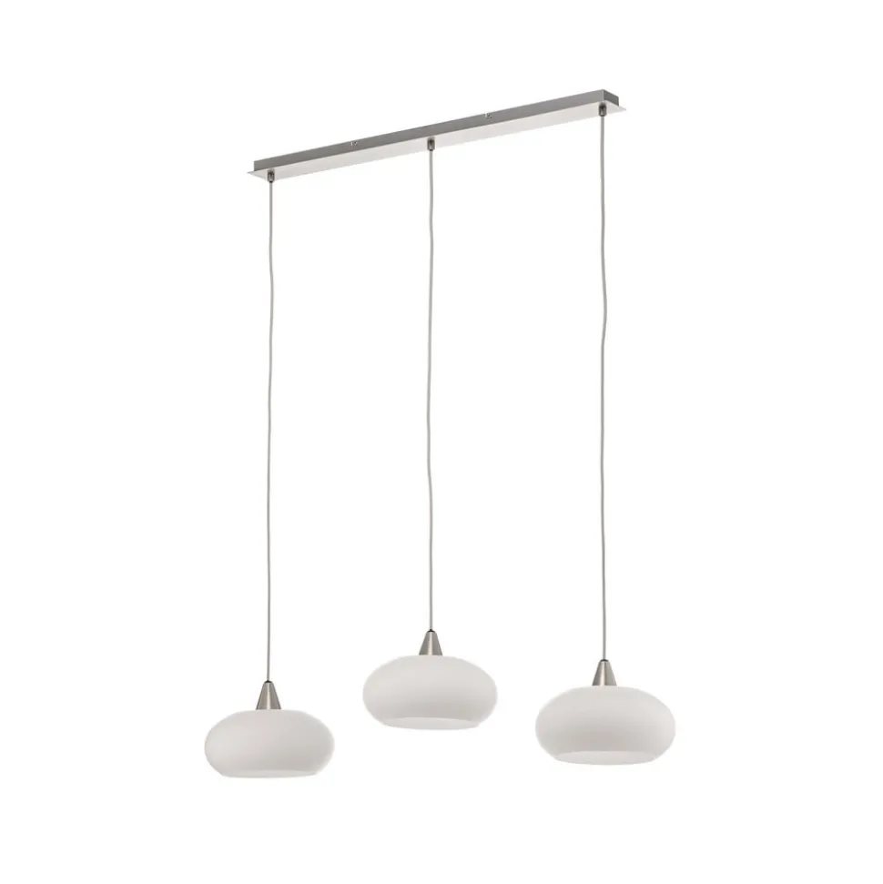 Lucande hængelampe Sharvil, 3 lyskilder, hvid, glas, 97 cm