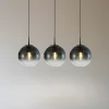 Lucande hængelampe Veloura, 3 lyskilder, 84 cm, glas, træ