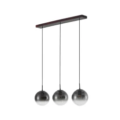 Lucande hængelampe Veloura, 3 lyskilder, 84 cm, glas, træ