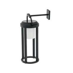 Lucande 2-i-1 LED-solcellelampe Tilena, sort, rund, aluminium
