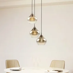 Lucande Jarven hængelampe, 3 lyskilder, sort, glas