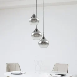 Lucande Jarven hængelampe, 3 lyskilder, sort, glas