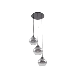 Lucande Jarven hængelampe, 3 lyskilder, sort, glas